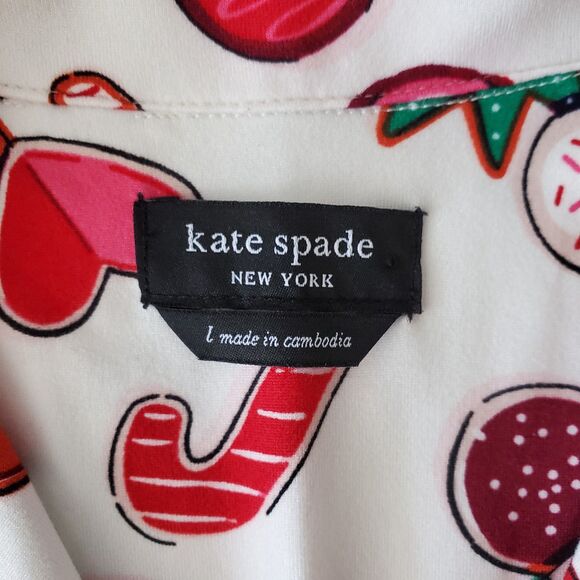 NWOT Kate Spade "Holiday Cookies" Soft Christmas Pajama 2-pc Set Sz L Pyjamacore - Picture 5 of 12